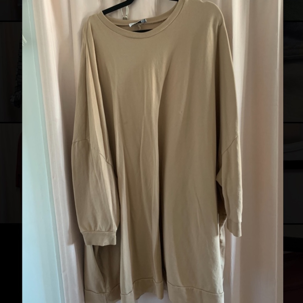 ASOS Curve tan long sleeve dress